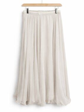 FRANK USHER | Vintage Cream Beige Scalloped Edge Maxi Skirt – Women’s 12